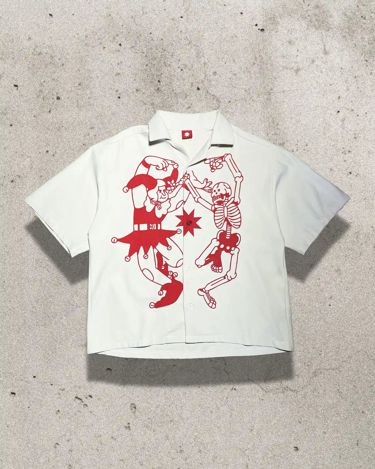 BullyWopp short sleeve heavy duty 100% cotton button up shirt made in collaboration with Bushy Wopp