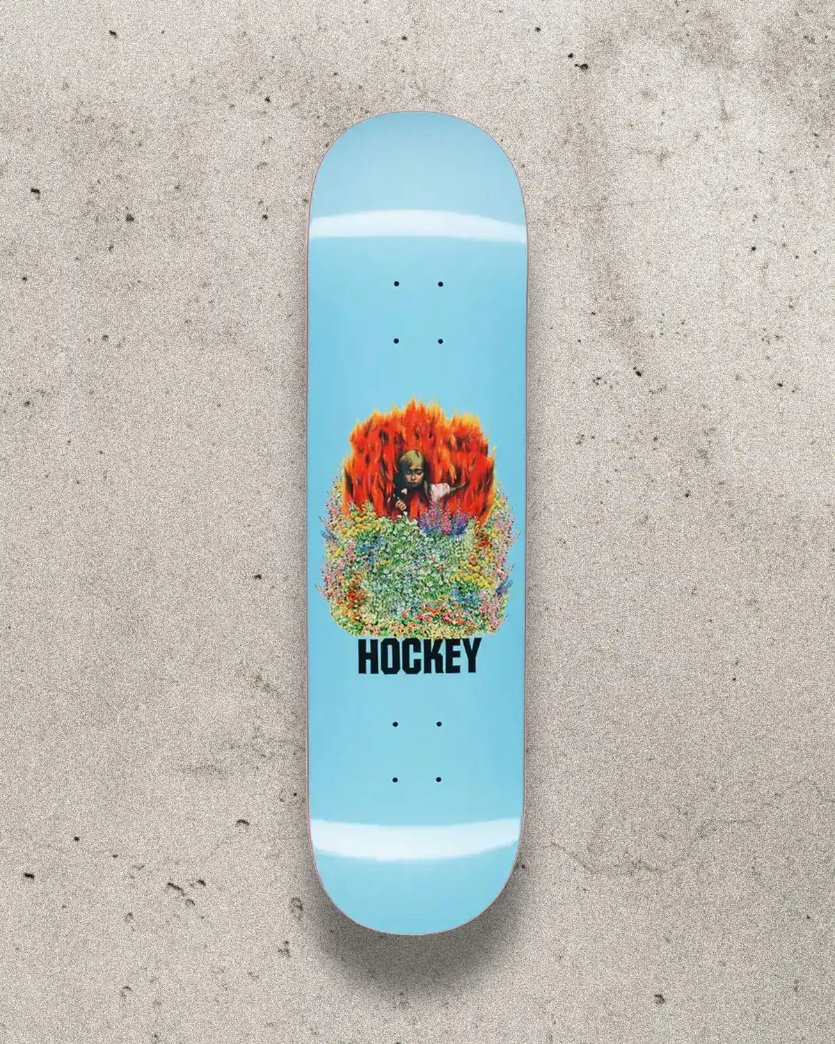 Skateboard deck with the Hockey Aria design in size 8.5.