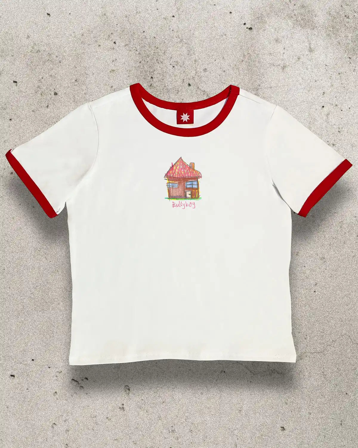 Beautiful fitted tee by Bullyboy with drawn ignorant art style design on the front