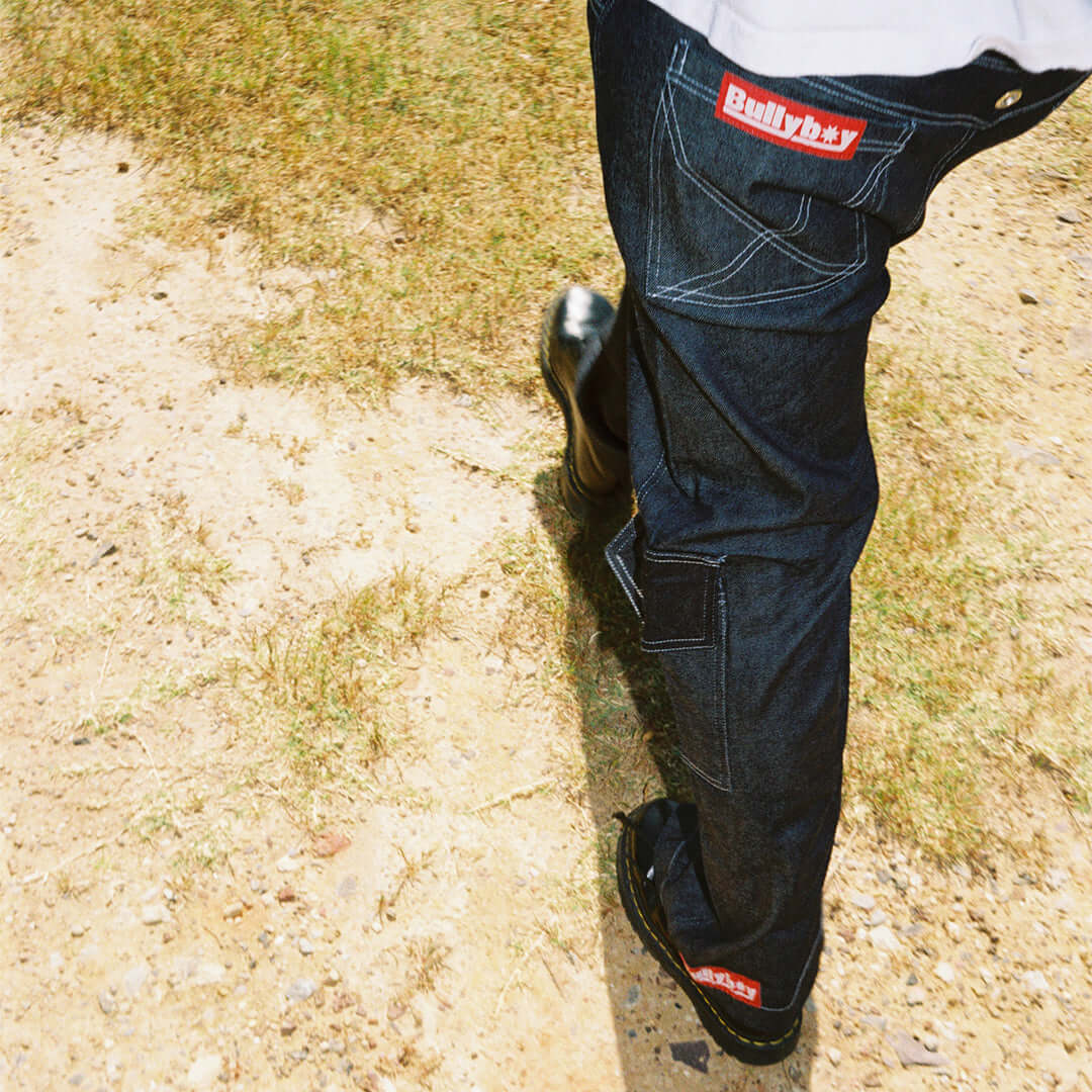 Baggy skater pants by Bullyboy, loose fit for skateboarding comfort